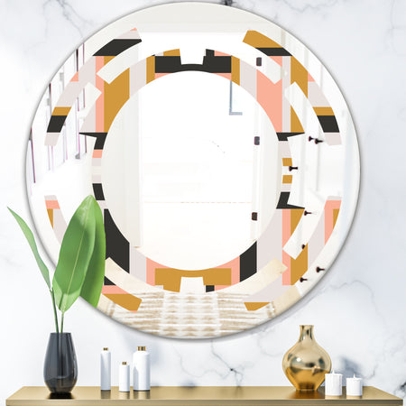 Abstract Retro Geometric IX - Modern Round or Oval Wall Mirror - Space