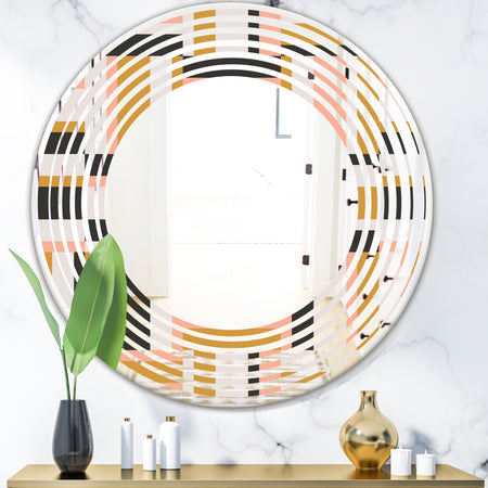 Abstract Retro Geometric IX - Modern Round or Oval Wall Mirror - Wave