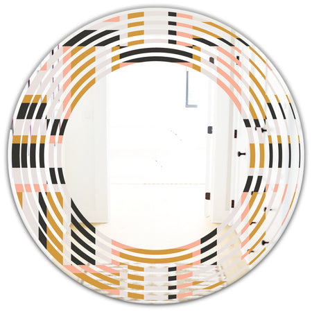Abstract Retro Geometric IX - Modern Round or Oval Wall Mirror - Wave