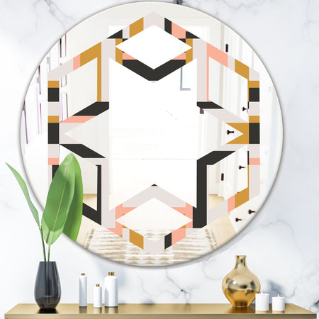 Abstract Retro Geometric IX - Modern Round or Oval Wall Mirror - Hexagon Star