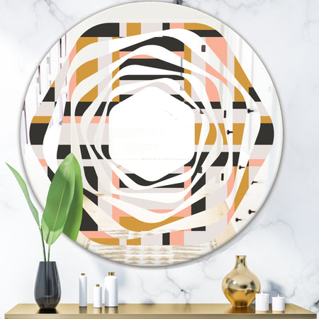 Abstract Retro Geometric IX - Modern Round or Oval Wall Mirror - Whirl