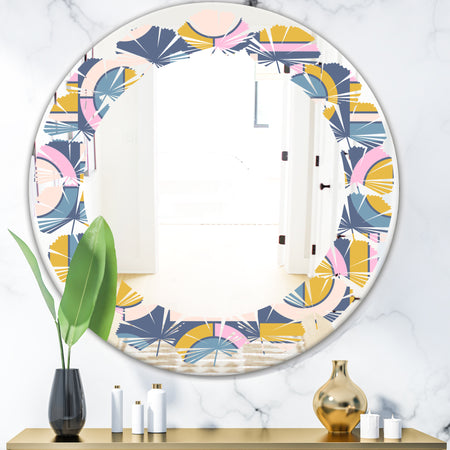 Retro Circular Design I - Modern Round or Oval Wall Mirror - Leaves