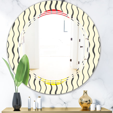 Wave Pattern - Modern Round or Oval Wall Mirror - Triple C