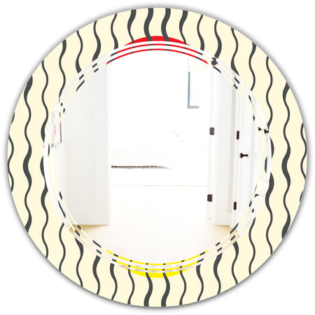 Wave Pattern - Modern Round or Oval Wall Mirror - Triple C