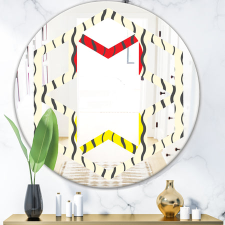 Wave Pattern - Modern Round or Oval Wall Mirror - Hexagon Star