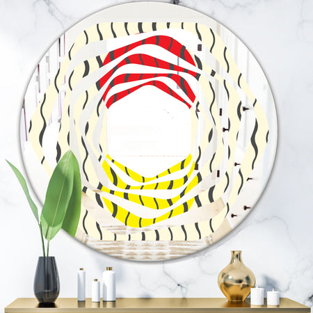 Wave Pattern - Modern Round or Oval Wall Mirror - Whirl