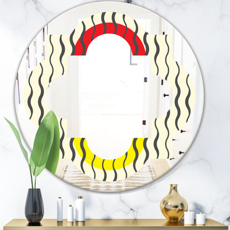 Wave Pattern - Modern Round or Oval Wall Mirror - Quatrefoil