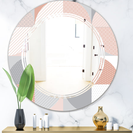 Round geometric textured pattern - Modern Round or Oval Wall Mirror - Triple C