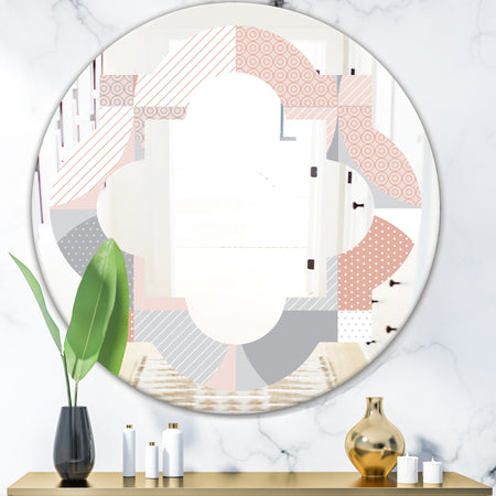 Round geometric textured pattern - Modern Round or Oval Wall Mirror - Quatrefoil