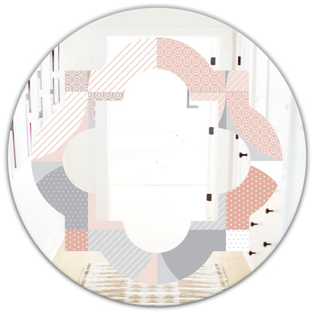Round geometric textured pattern - Modern Round or Oval Wall Mirror - Quatrefoil
