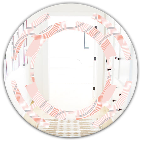 Pink Elegant Pastel Waves - Modern Round or Oval Wall Mirror - Space