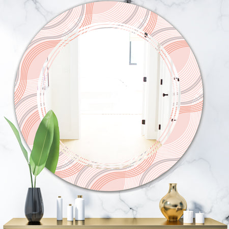 Pink Elegant Pastel Waves - Modern Round or Oval Wall Mirror - Triple C