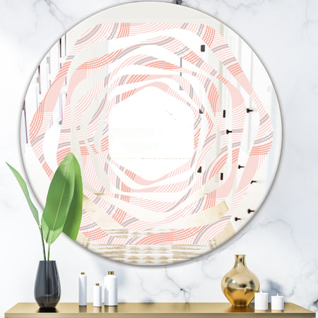 Pink Elegant Pastel Waves - Modern Round or Oval Wall Mirror - Whirl