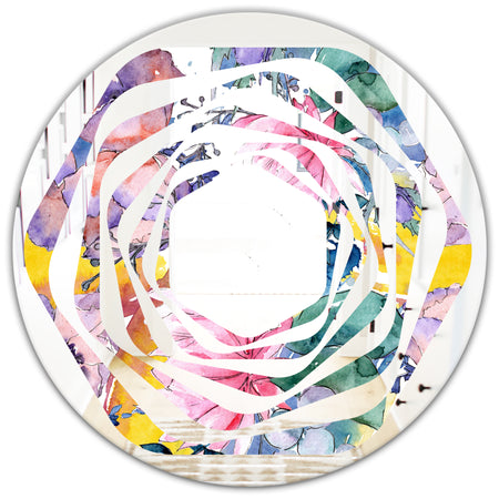 Retro Floral Botanical V - Cottage Round or Oval Wall Mirror - Whirl