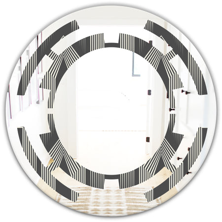 Mimimal Black and White Design III - Modern Round or Oval Wall Mirror - Space