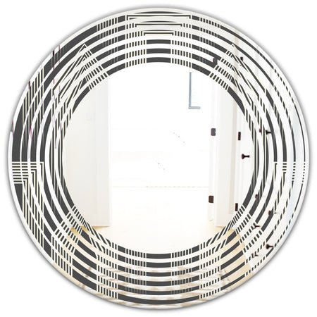 Mimimal Black and White Design III - Modern Round or Oval Wall Mirror - Wave