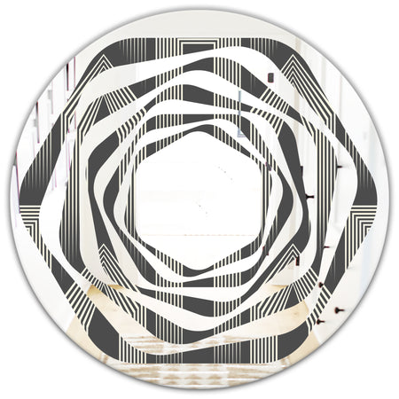 Mimimal Black and White Design III - Modern Round or Oval Wall Mirror - Whirl