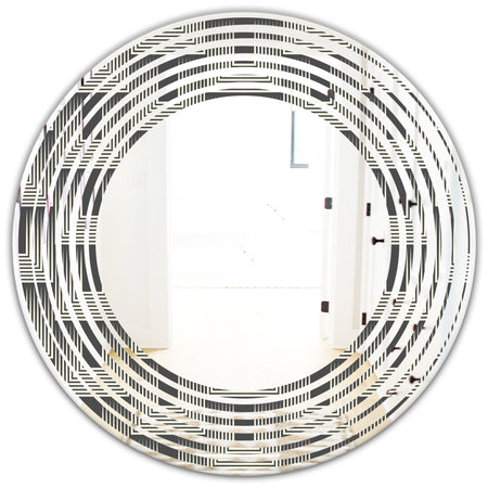 Mimimal Black and White Design I - Modern Round or Oval Wall Mirror - Wave