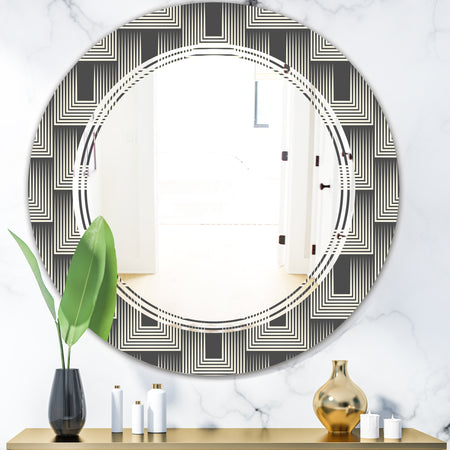 Mimimal Black and White Design I - Modern Round or Oval Wall Mirror - Triple C