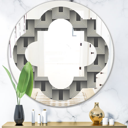 Mimimal Black and White Design I - Modern Round or Oval Wall Mirror - Quatrefoil