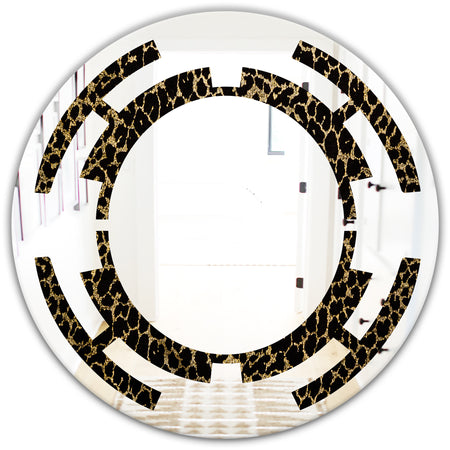 Leopard Fur Safari V - Modern Round or Oval Wall Mirror - Space