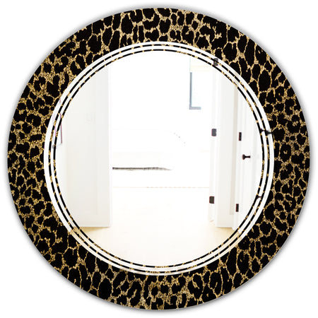 Leopard Fur Safari V - Modern Round or Oval Wall Mirror - Triple C