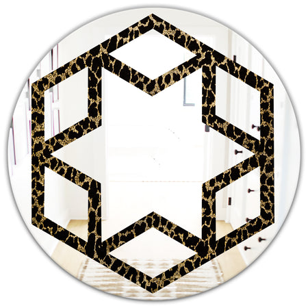 Leopard Fur Safari V - Modern Round or Oval Wall Mirror - Hexagon Star