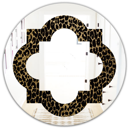 Leopard Fur Safari V - Modern Round or Oval Wall Mirror - Quatrefoil