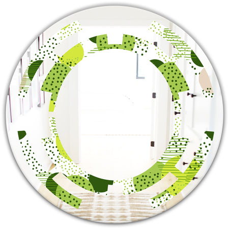 Circular Abstract Retro Geometric X - Modern Round or Oval Wall Mirror - Space
