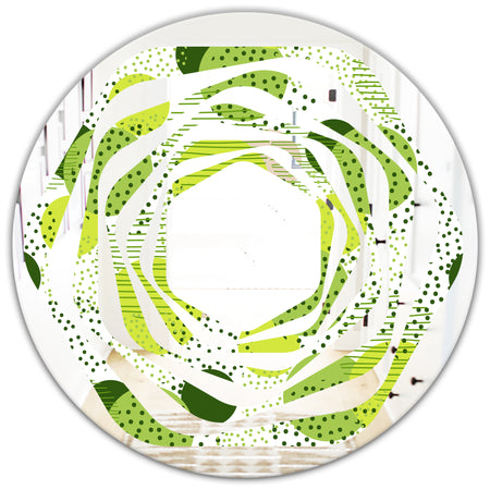 Circular Abstract Retro Geometric X - Modern Round or Oval Wall Mirror - Whirl