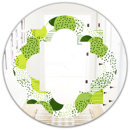 Circular Abstract Retro Geometric X - Modern Round or Oval Wall Mirror - Quatrefoil