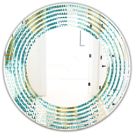 Retro Hexagon Pattern IV - Modern Round or Oval Wall Mirror - Wave