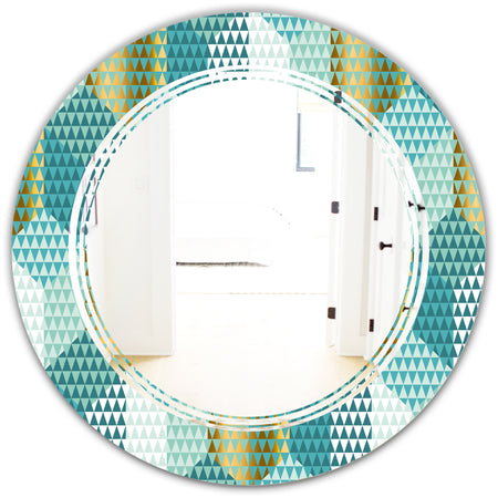 Retro Hexagon Pattern IV - Modern Round or Oval Wall Mirror - Triple C