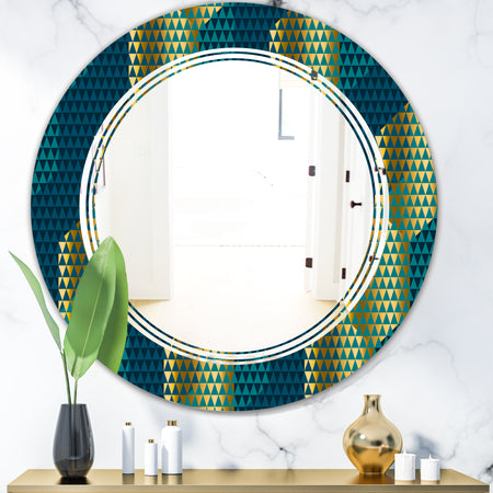 Retro Hexagon Pattern V - Modern Round or Oval Wall Mirror - Triple C