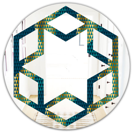 Retro Hexagon Pattern V - Modern Round or Oval Wall Mirror - Hexagon Star