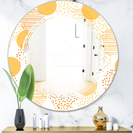 Circular Abstract Retro Geometric IX - Modern Round or Oval Wall Mirror - Triple C