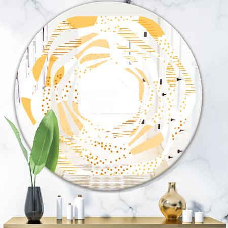 Circular Abstract Retro Geometric IX - Modern Round or Oval Wall Mirror - Whirl