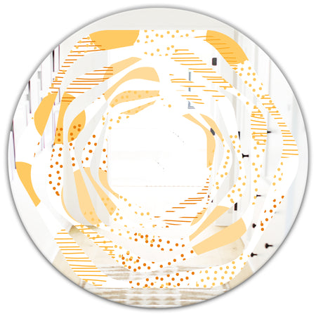 Circular Abstract Retro Geometric IX - Modern Round or Oval Wall Mirror - Whirl