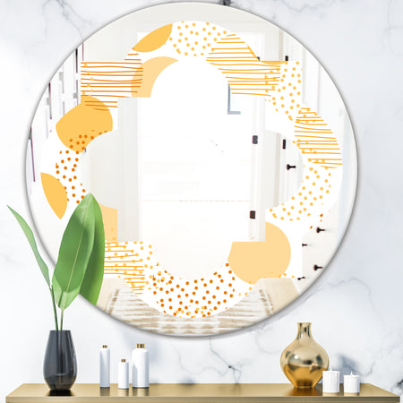 Circular Abstract Retro Geometric IX - Modern Round or Oval Wall Mirror - Quatrefoil