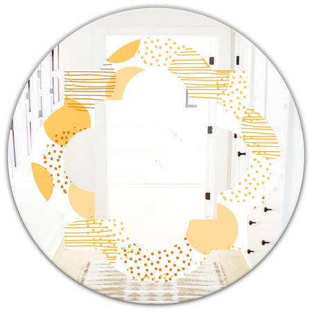 Circular Abstract Retro Geometric IX - Modern Round or Oval Wall Mirror - Quatrefoil