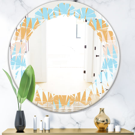 Retro Abstract Design VI - Modern Round or Oval Wall Mirror - Leaves