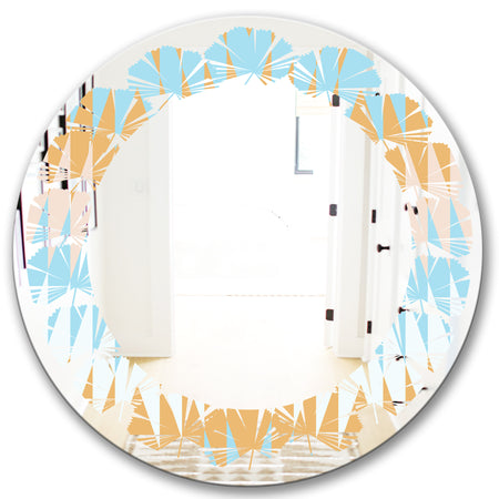 Retro Abstract Design VI - Modern Round or Oval Wall Mirror - Leaves