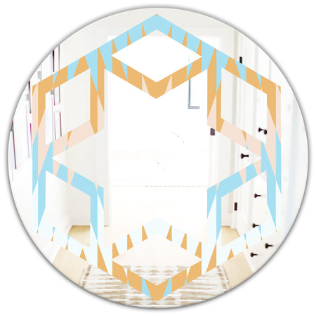 Retro Abstract Design VI - Modern Round or Oval Wall Mirror - Hexagon Star