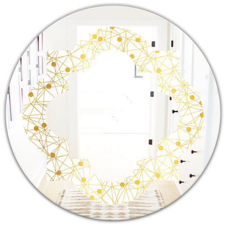 Golden Maze II - Modern Round or Oval Wall Mirror - Quatrefoil