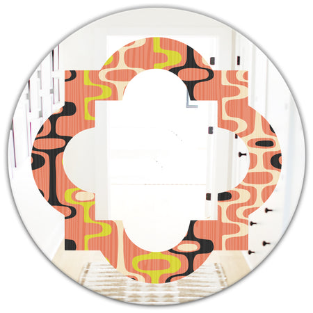 Retro Abstract Design XIII - Modern Round or Oval Wall Mirror - Quatrefoil