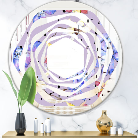 Floral Botanical Retro V - Modern Round or Oval Wall Mirror - Whirl