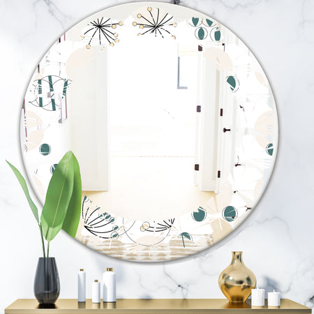 Modern abstract geometric pattern - Modern Round or Oval Wall Mirror - Leaves
