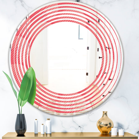 Coral Round Geometrical - Modern Round or Oval Wall Mirror - Wave