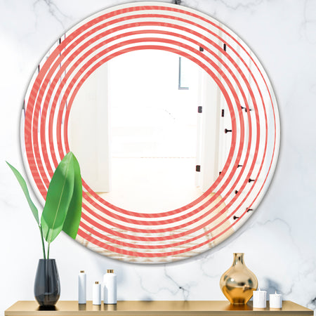 Triangual Retro Coral Pattern - Modern Round or Oval Wall Mirror - Wave