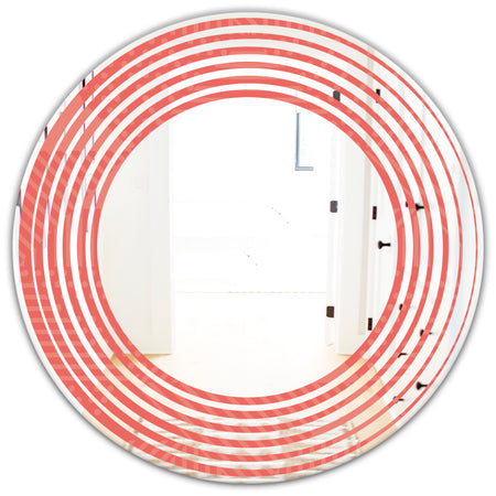 Triangual Retro Coral Pattern - Modern Round or Oval Wall Mirror - Wave